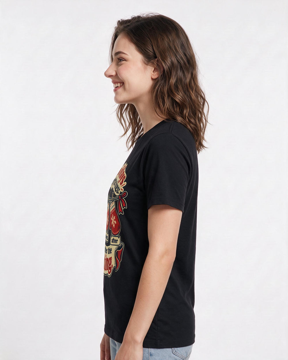Christmas Black T-Shirt for Women – Holiday Theme Graphic Tee product image 2