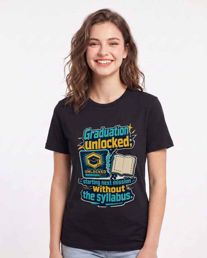 Graduation Black T-Shirt for Women – Everyday Expression Graphic Tee product image 3