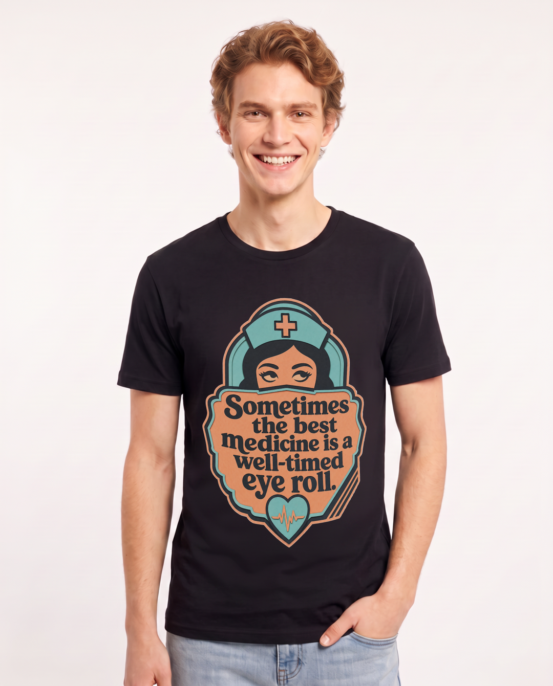 Nurse Gift Men's Black T-Shirt - Sometimes the best medicine is a product image 1