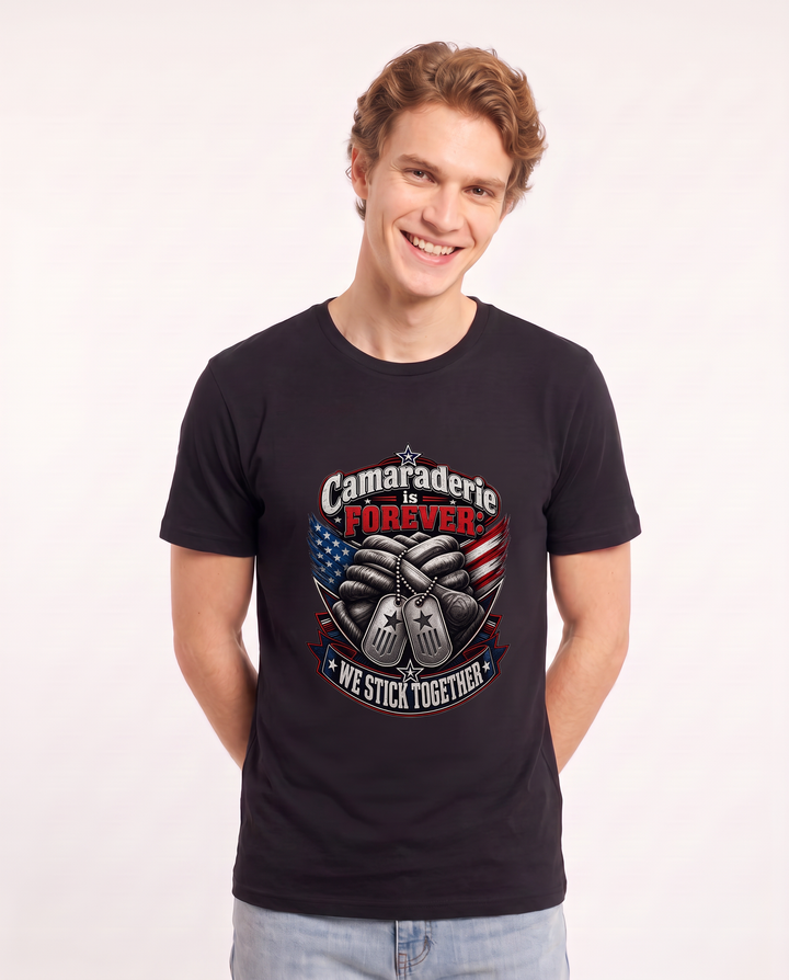 Camaraderie is Forever: We Stick Together Men's Black T-Shirt product image 1
