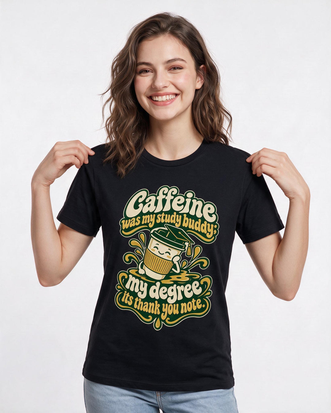 Graduation Black T-Shirt for Women – Everyday Expression Graphic Tee product image 1