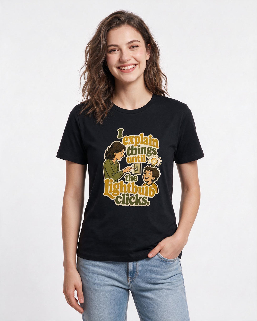 Teacher Black T-Shirt for Women – Everyday Expression Graphic Tee product image 3