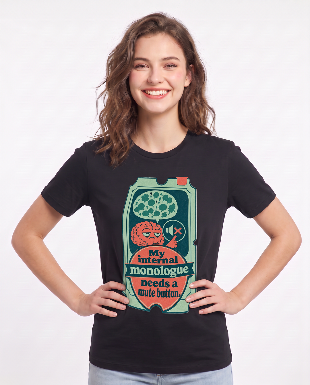Graphic Women's Black T-Shirt - My internal monologue needs a mute product image 3