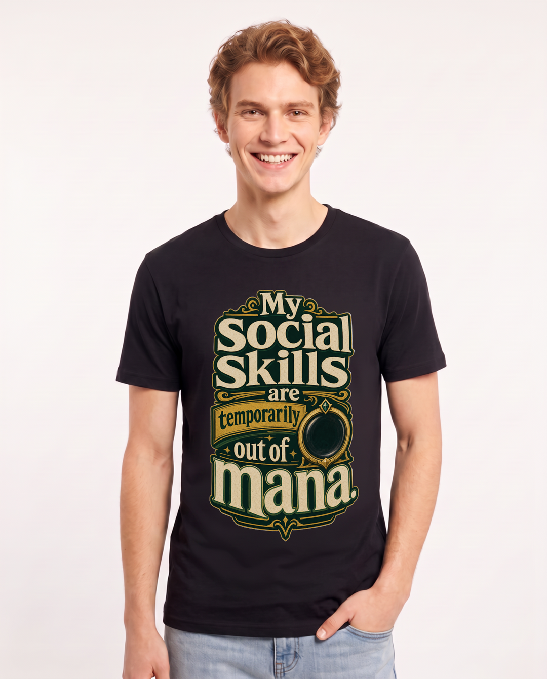 Funny Gaming Men's Black T-Shirt – My social skills are temporarily out of mana. product image 1