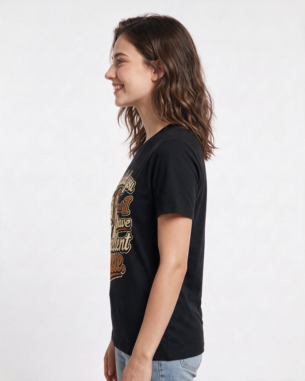 Couples Women's Black T-Shirt – I picked you and I have excellent taste. product image 2