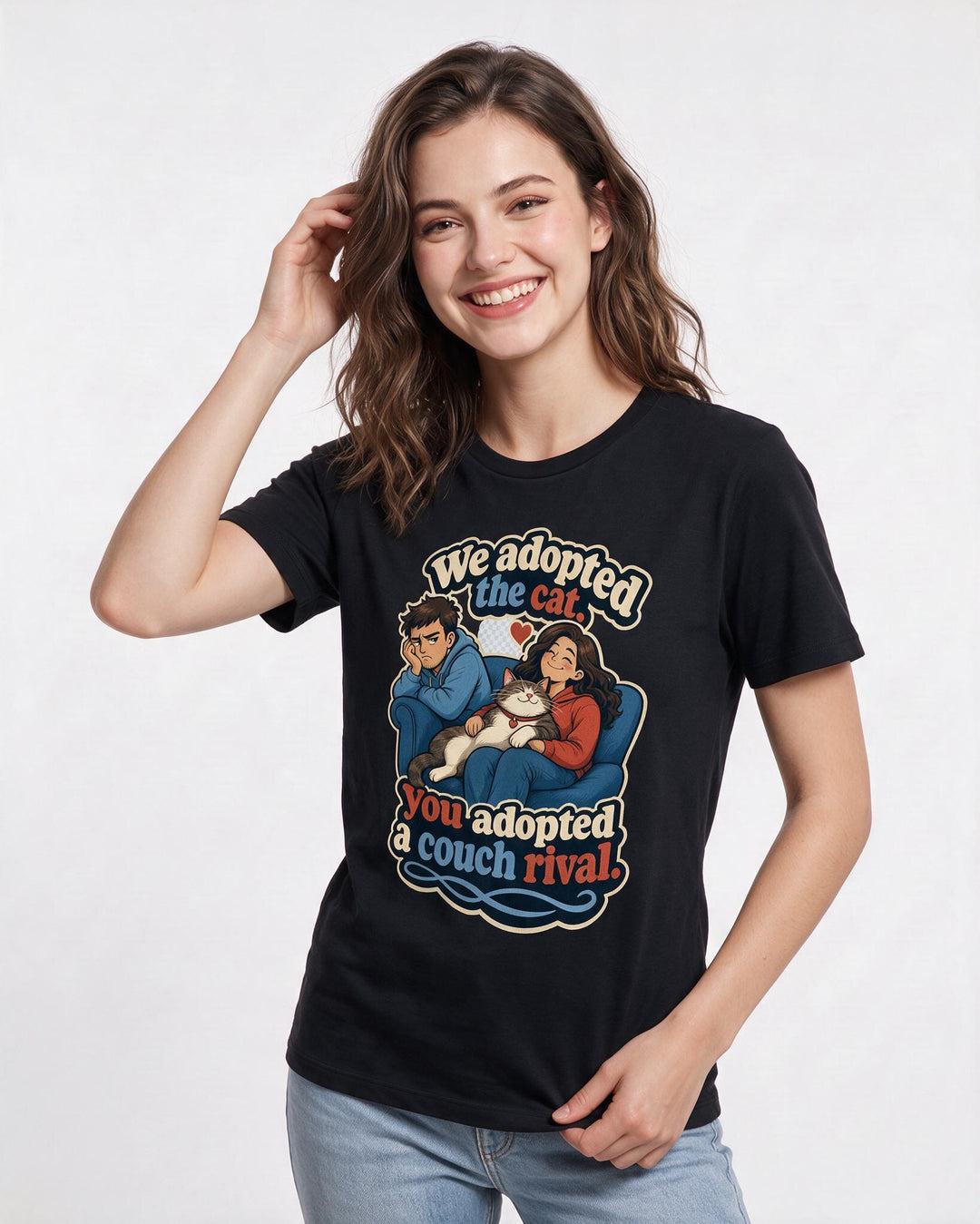 Couples Black T-Shirt for Women – Everyday Expression Graphic Tee product image 1