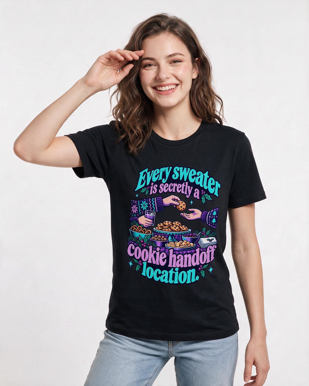 Christmas Black T-Shirt for Women – Holiday Theme Graphic Tee product image 1