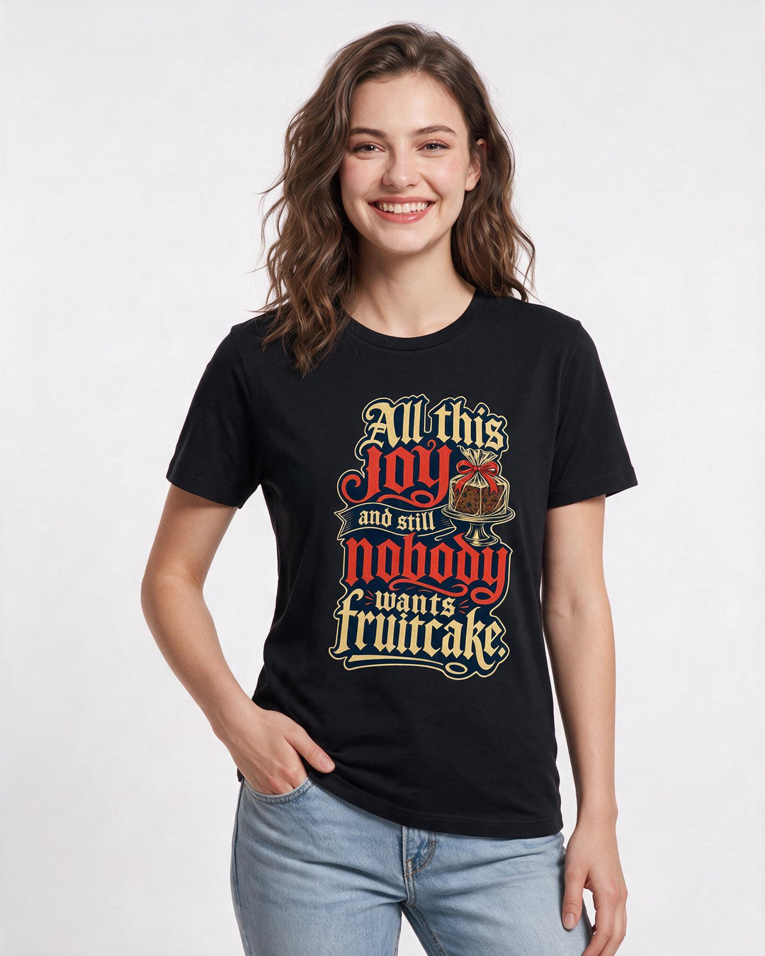 Christmas Black T-Shirt for Women – Holiday Theme Graphic Tee product image 3