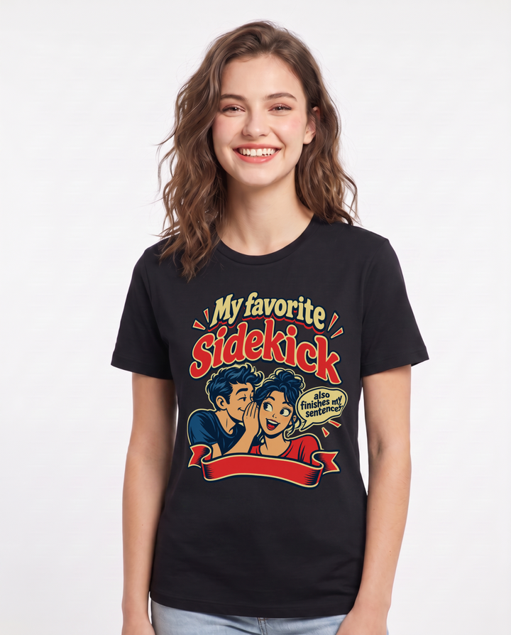 Couples Black T-Shirt for Women – Everyday Expression Graphic Tee product image 3