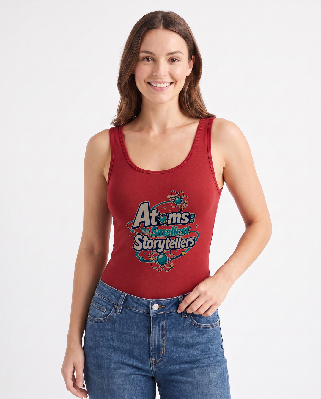 Atoms: The Smallest Storytellers Sleeveless Tank Bodysuit mockup 3