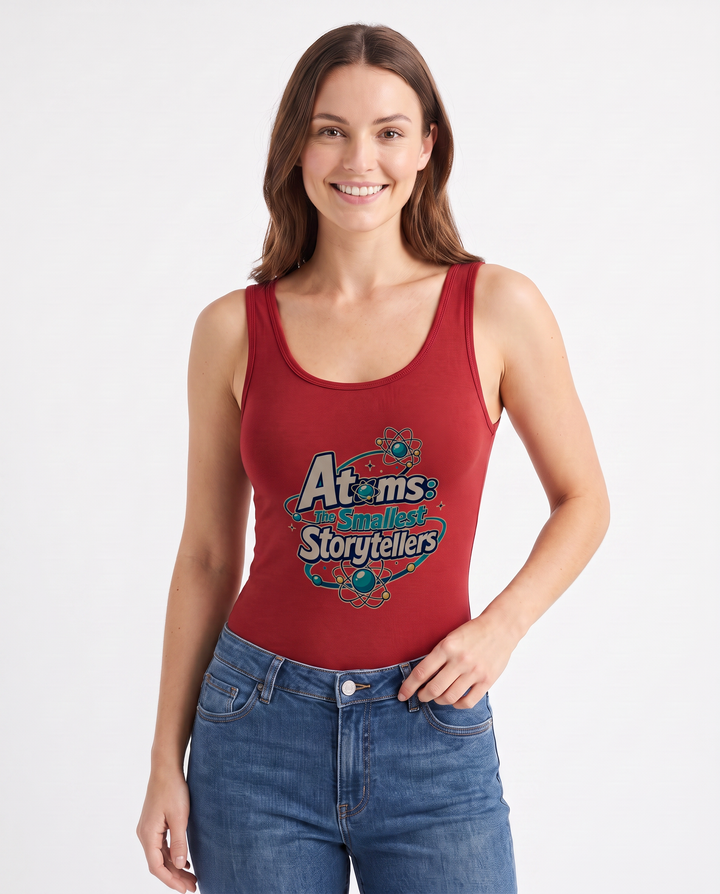 Atoms: The Smallest Storytellers Sleeveless Tank Bodysuit mockup 3