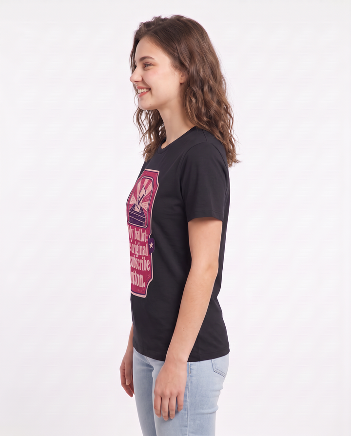Graphic Women's Black T-Shirt - My ballot: the original unsubscribe product image 2