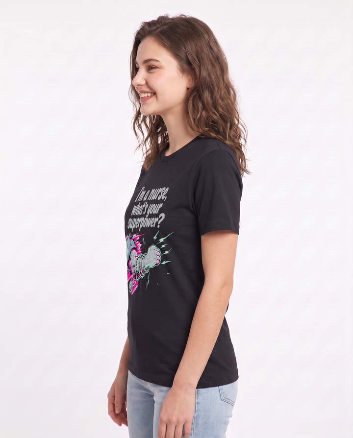 I'm a nurse, what's your superpower? - Women's Black T-Shirt product image 3