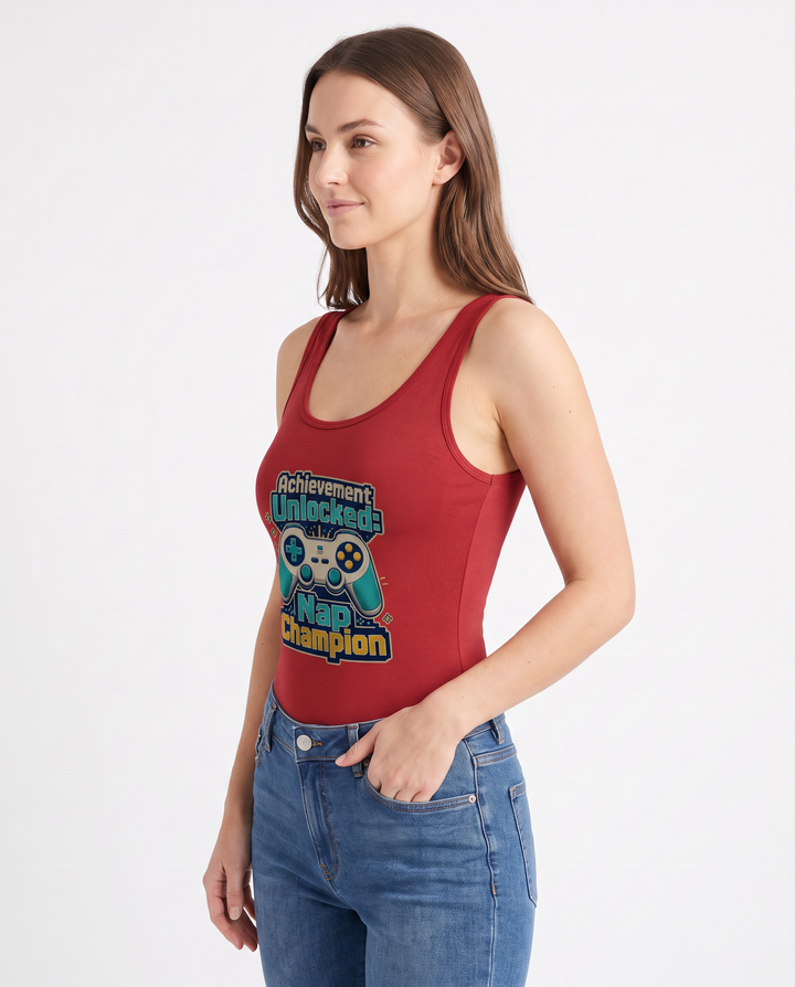 Achievement Unlocked: Nap Champion Sleeveless Tank Bodysuit mockup 2
