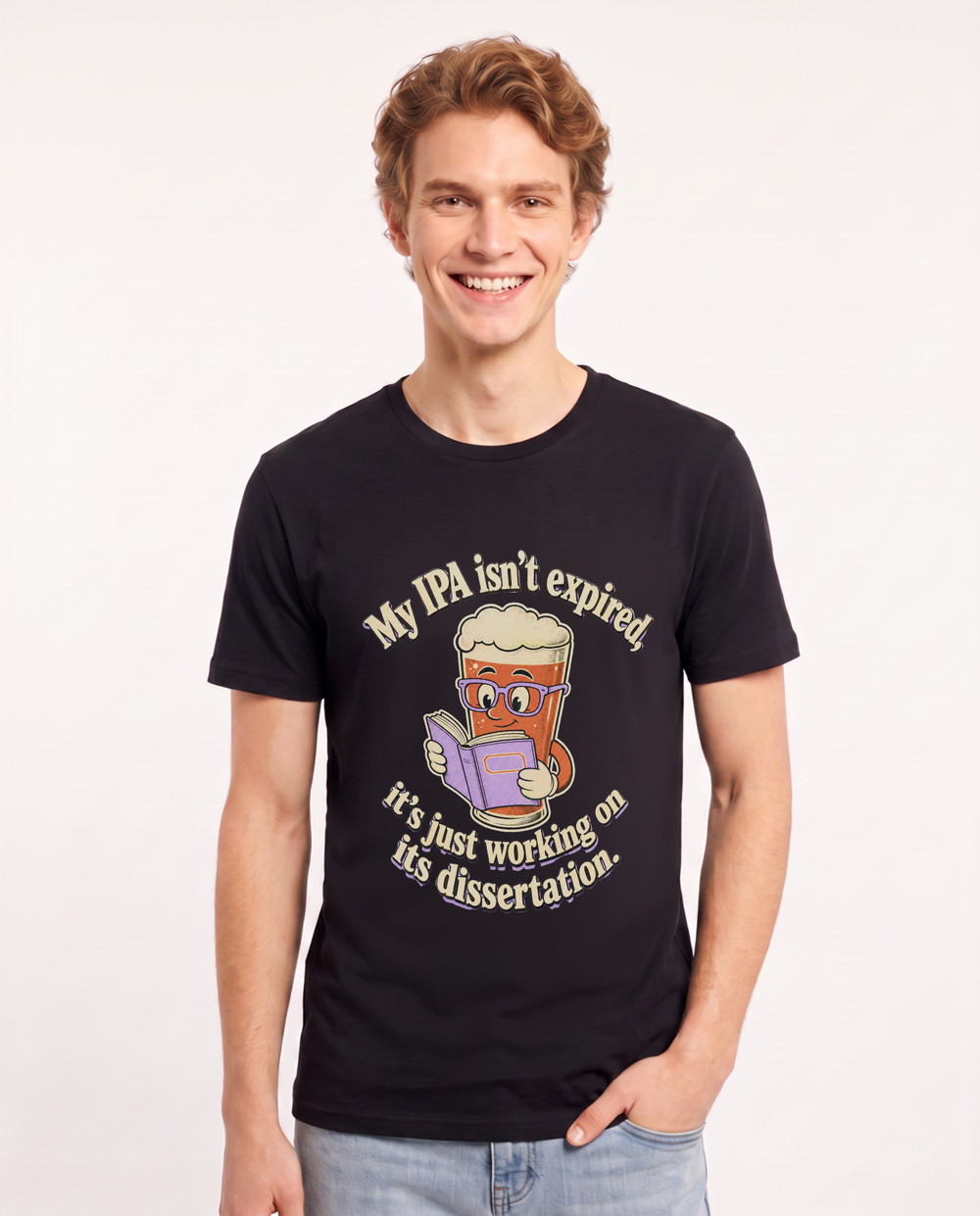My IPA isn't expired, it's just working on its dissertation. Men's Black T-Shirt product image 2
