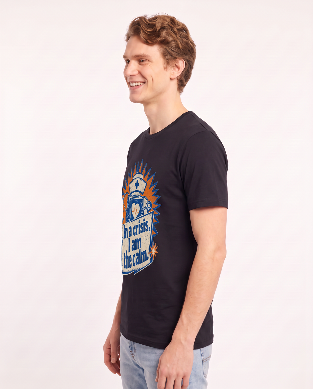 Nurse Gift Men's Black T-Shirt - In a crisis, I am the calm. product image 2
