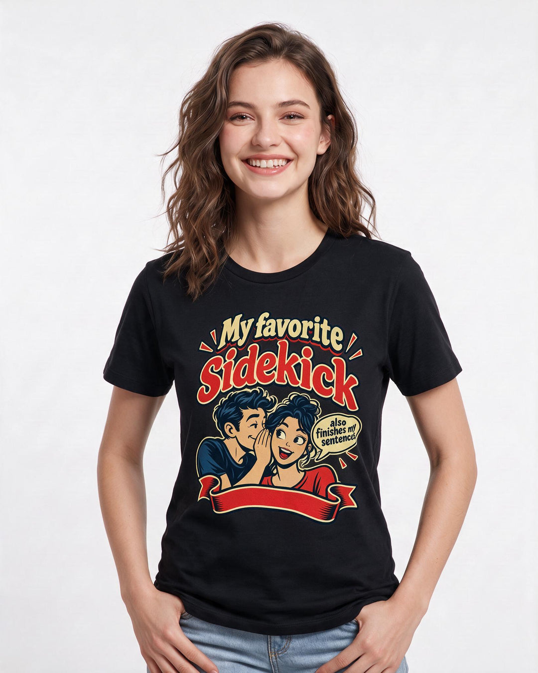 Couples Black T-Shirt for Women – Everyday Expression Graphic Tee product image 1
