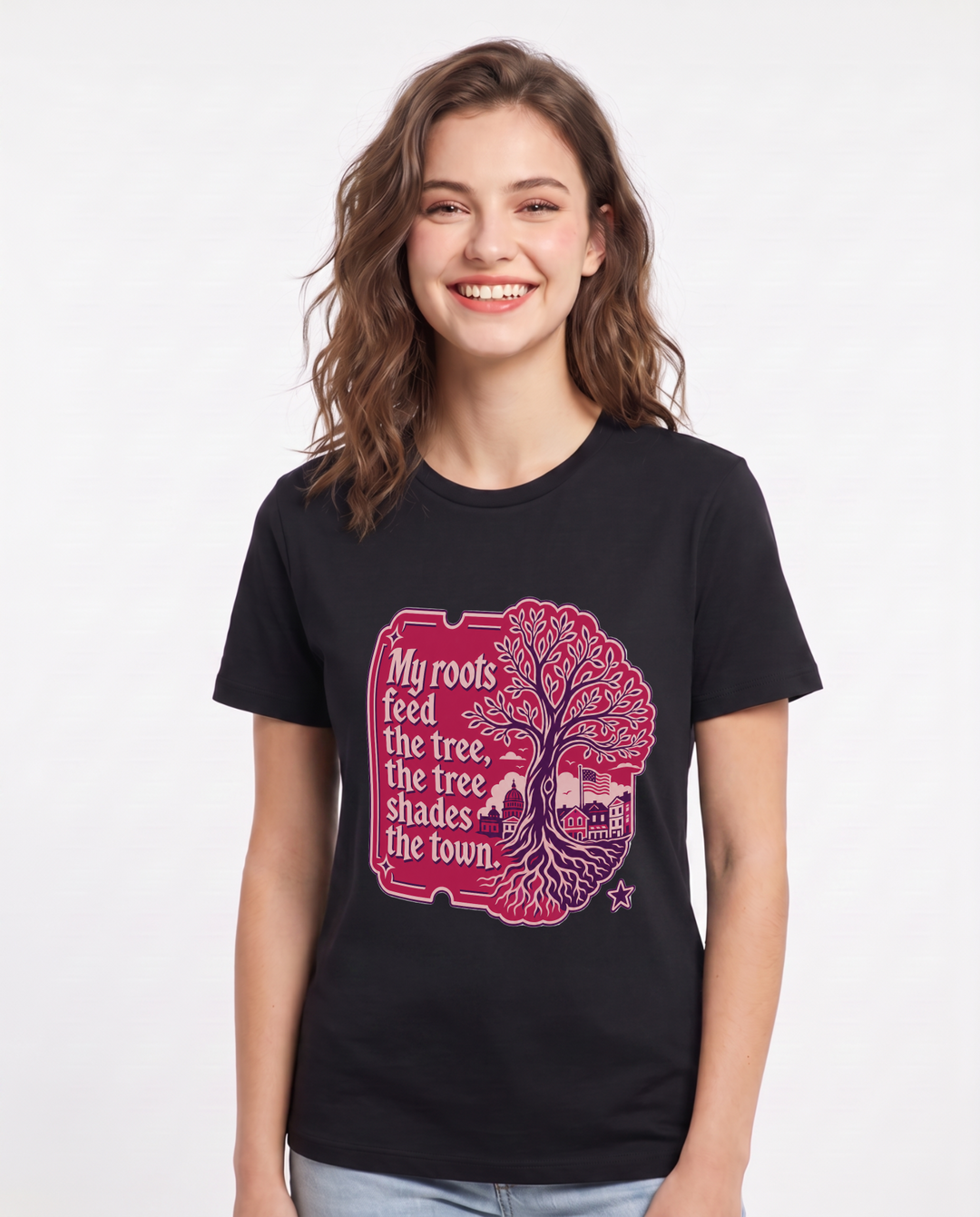 Graphic Women's Black T-Shirt - My roots feed the tree, the tree product image 1
