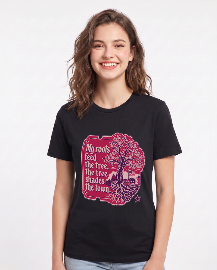 Graphic Women's Black T-Shirt - My roots feed the tree, the tree product image 1