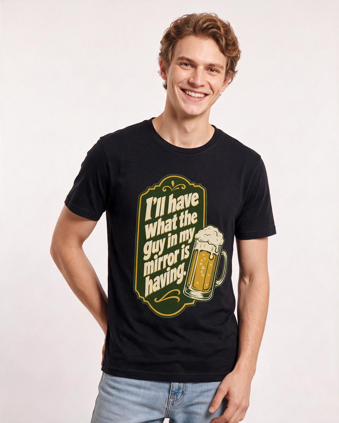 Funny Beer Men's Black T-Shirt - I'll have what the guy in my mirror product image 3