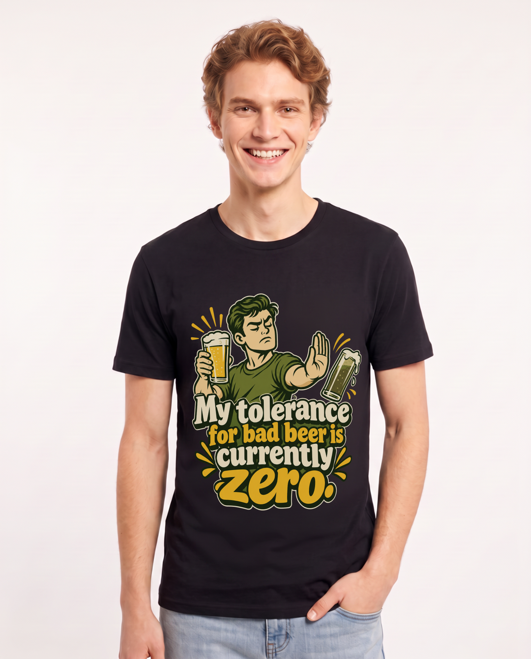 Beer Black T-Shirt for Men – Everyday Expression Graphic Tee product image 3