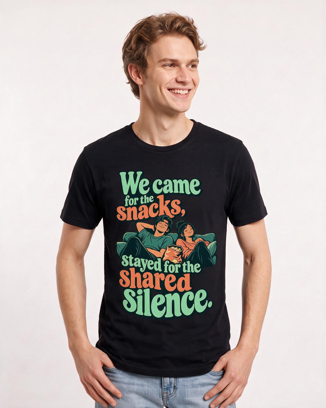 Couples Black T-Shirt for Men – Everyday Expression Graphic Tee product image 1