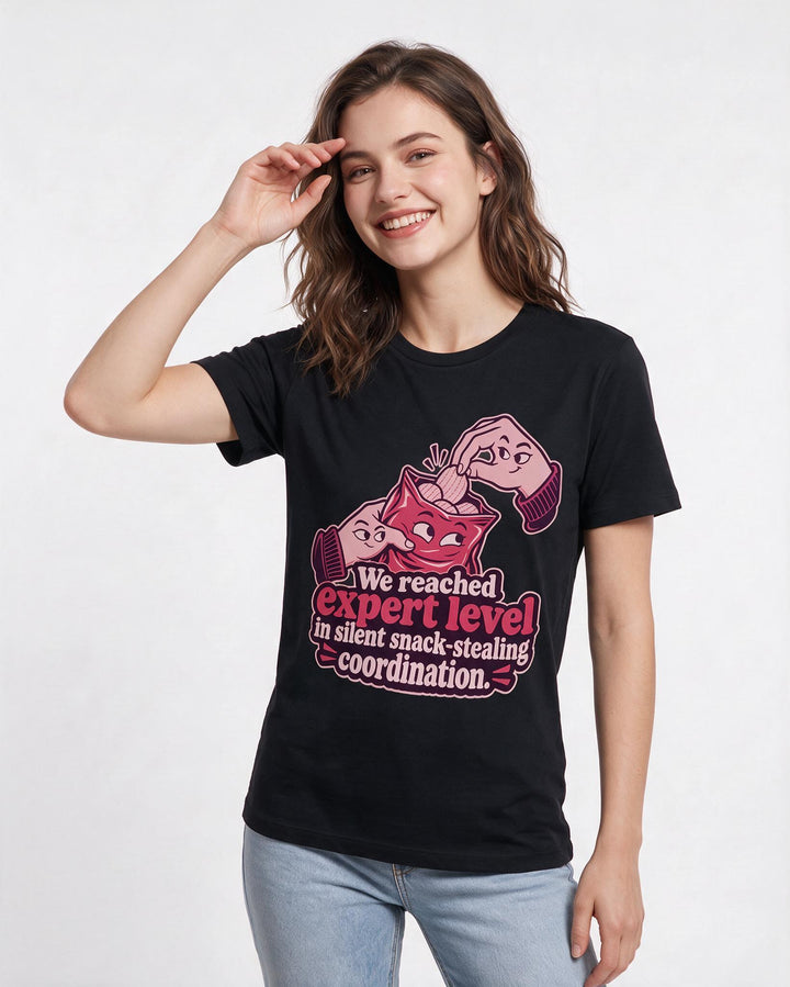 Couples Black T-Shirt for Women – Everyday Expression Graphic Tee product image 1