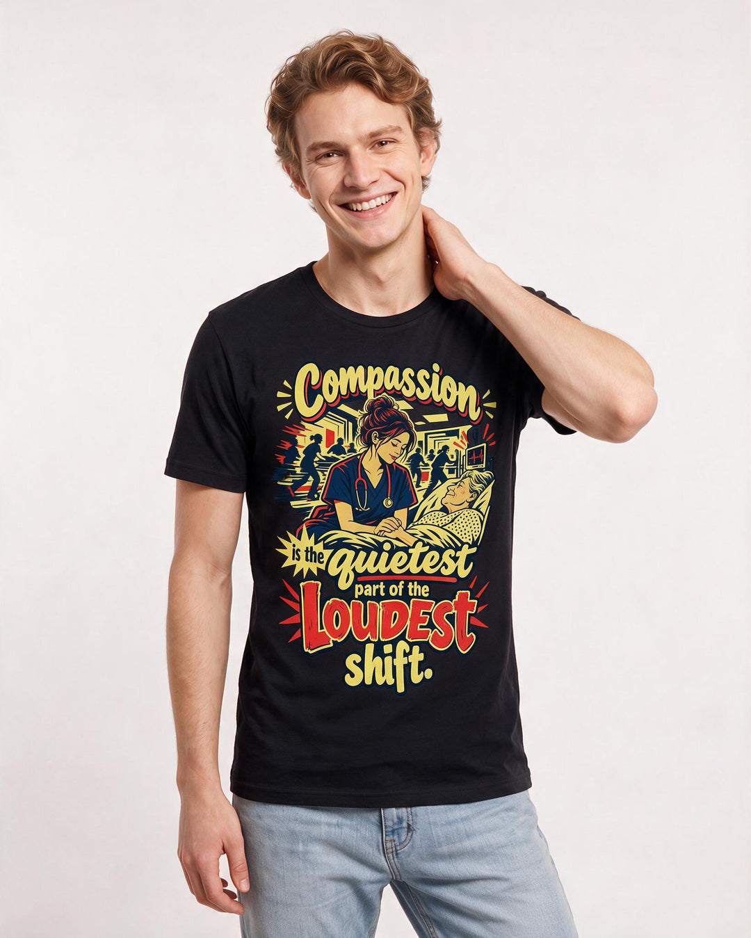 Nurse Black T-Shirt for Men – Nursing Life Graphic Tee product image 1