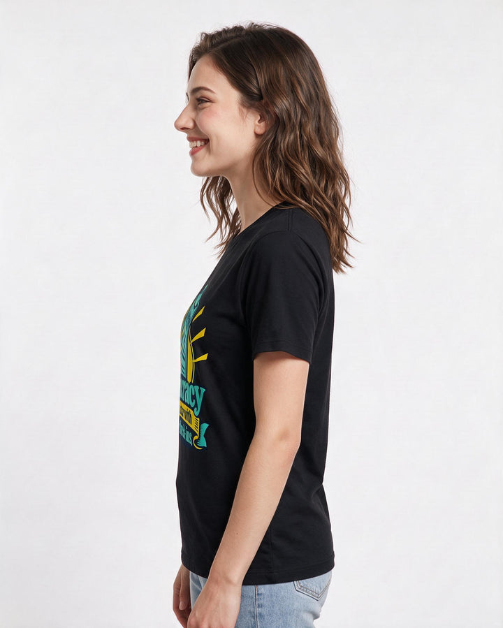 Political Statement Black T-Shirt for Women – Everyday Expression Graphic Tee product image 2