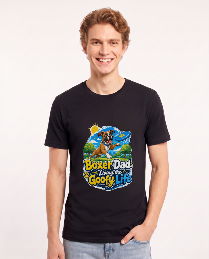 Boxer Dad: Living the Goofy Life Men's Black T-Shirt product image 2