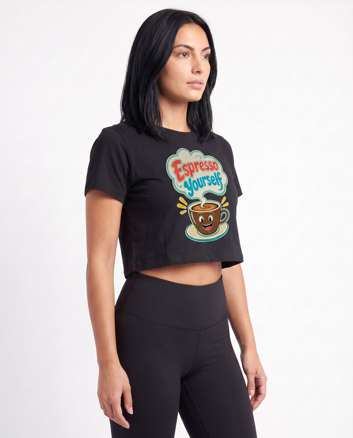 Espresso Yourself Crop Top mockup 2