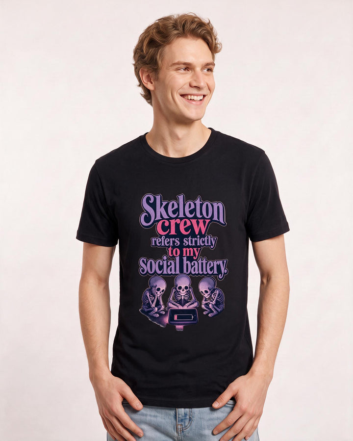 Halloween Men's Black T-Shirt – Skeleton crew refers strictly to my product image 3