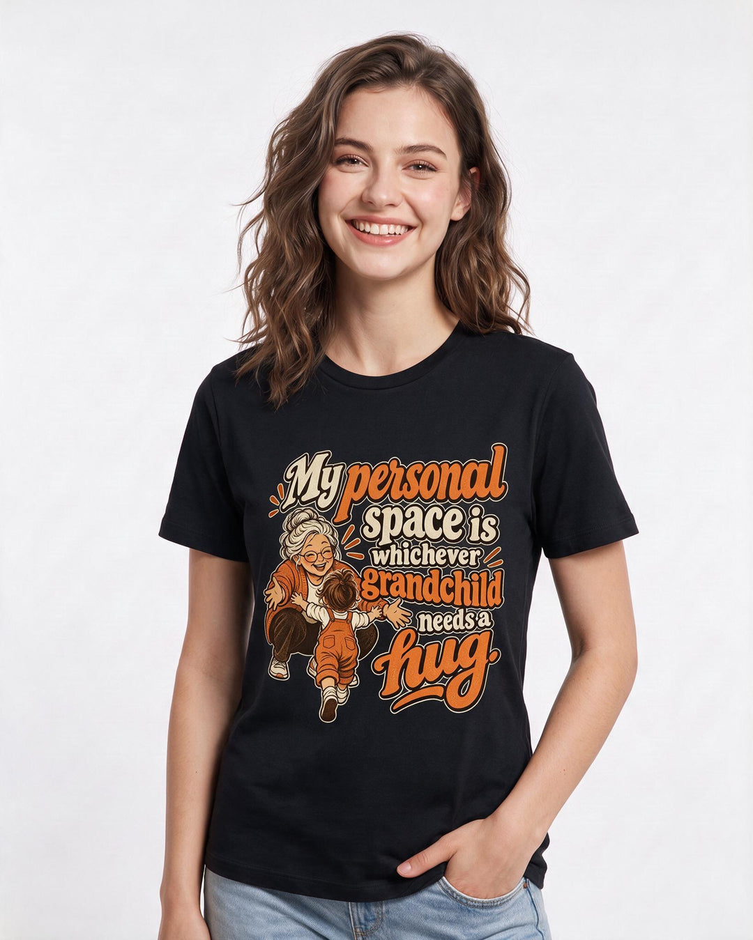 Grandparent Black T-Shirt for Women – Everyday Expression Graphic Tee product image 1