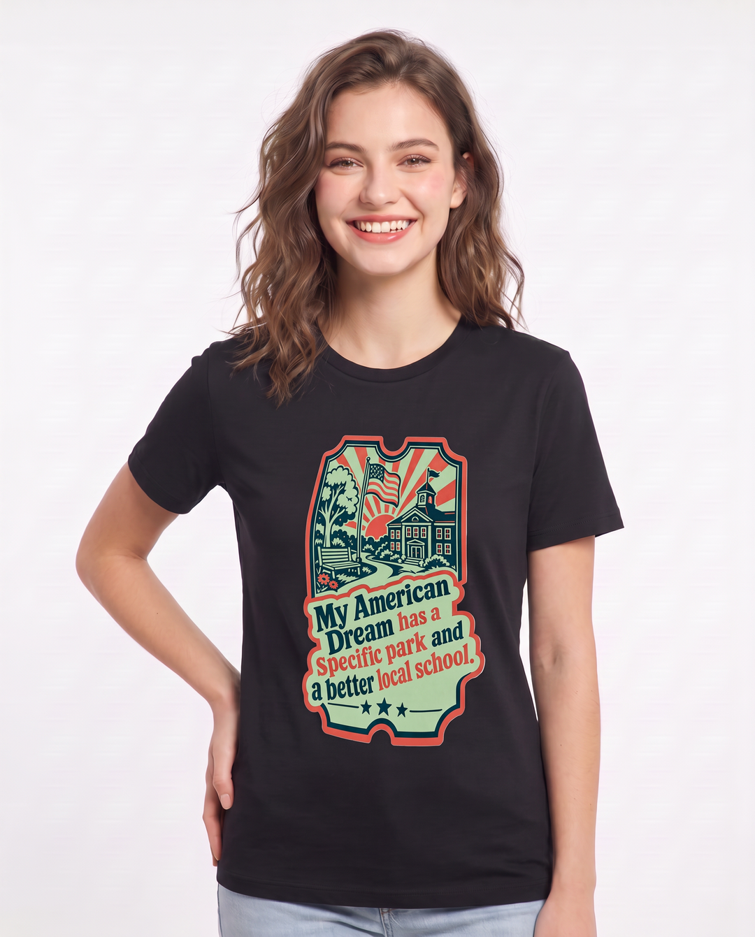Graphic Women's Black T-Shirt - My American Dream has a specific park product image 3