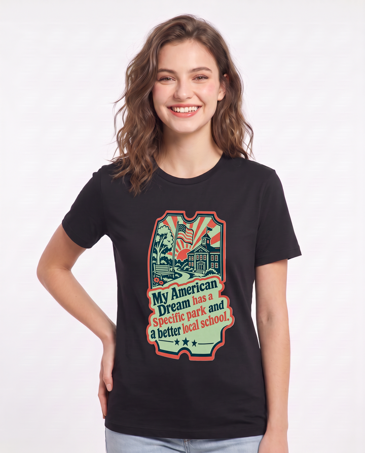 Graphic Women's Black T-Shirt - My American Dream has a specific park product image 3
