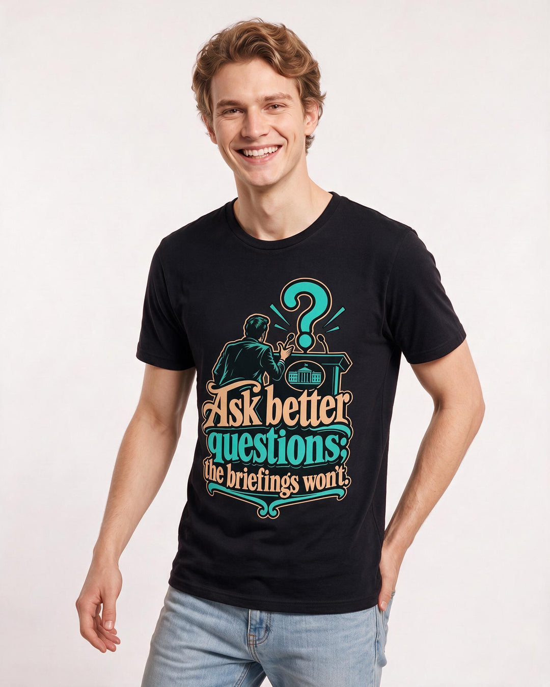 Political Statement Black T-Shirt for Men – Everyday Expression Graphic Tee product image 1