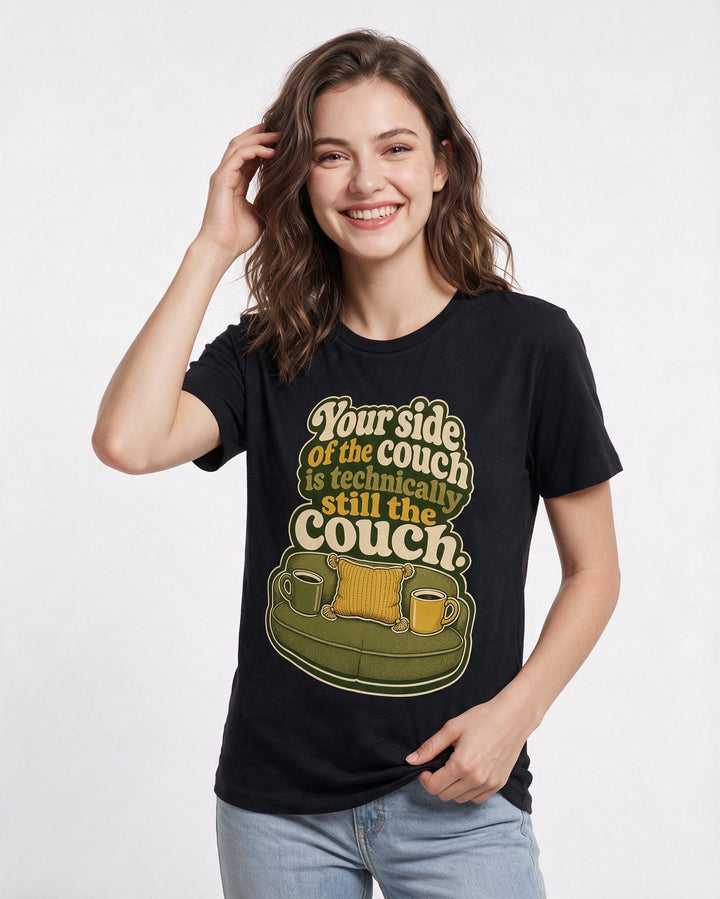 Couples Black T-Shirt for Women – Everyday Expression Graphic Tee product image 3
