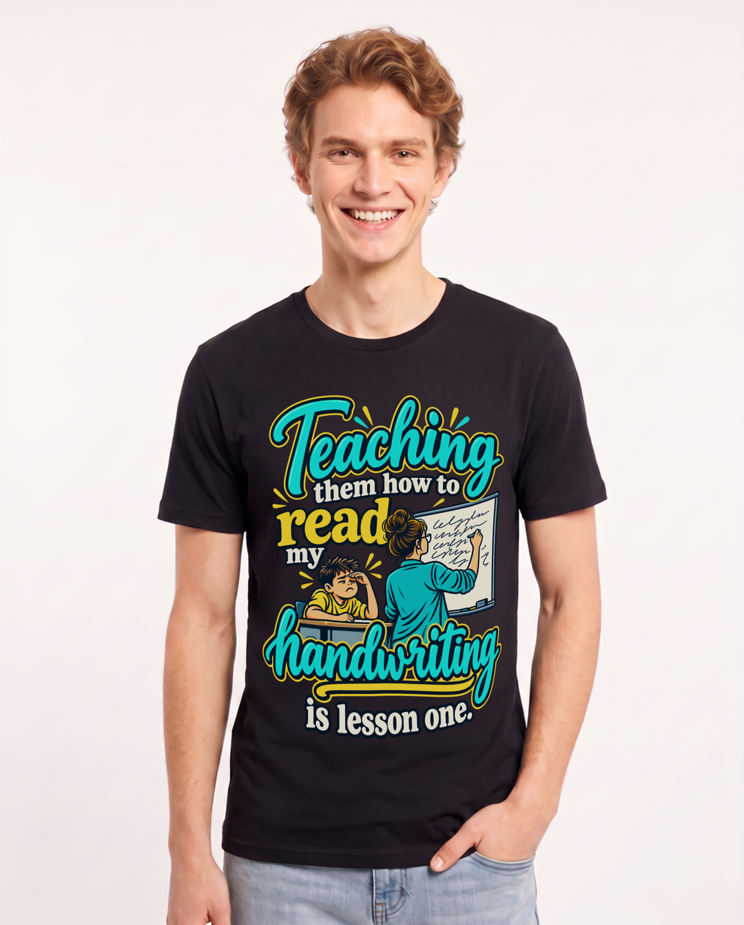Teacher Black T-Shirt for Men – Everyday Expression Graphic Tee product image 3