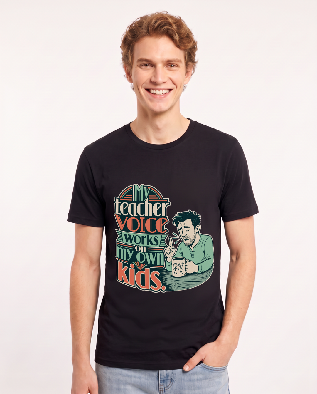 Teacher Black T-Shirt for Men – Everyday Expression Graphic Tee product image 3