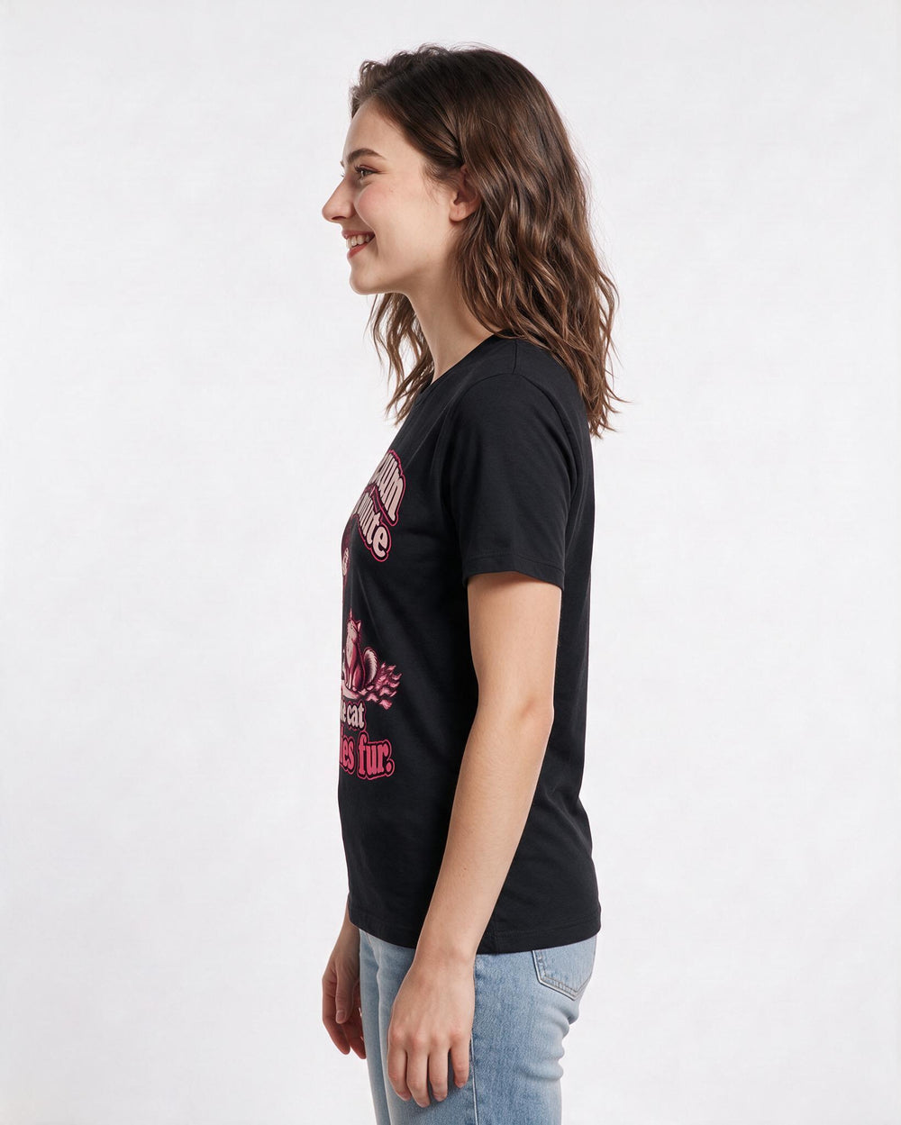 Cat Lover Black T-Shirt for Women – Everyday Expression Graphic Tee product image 2