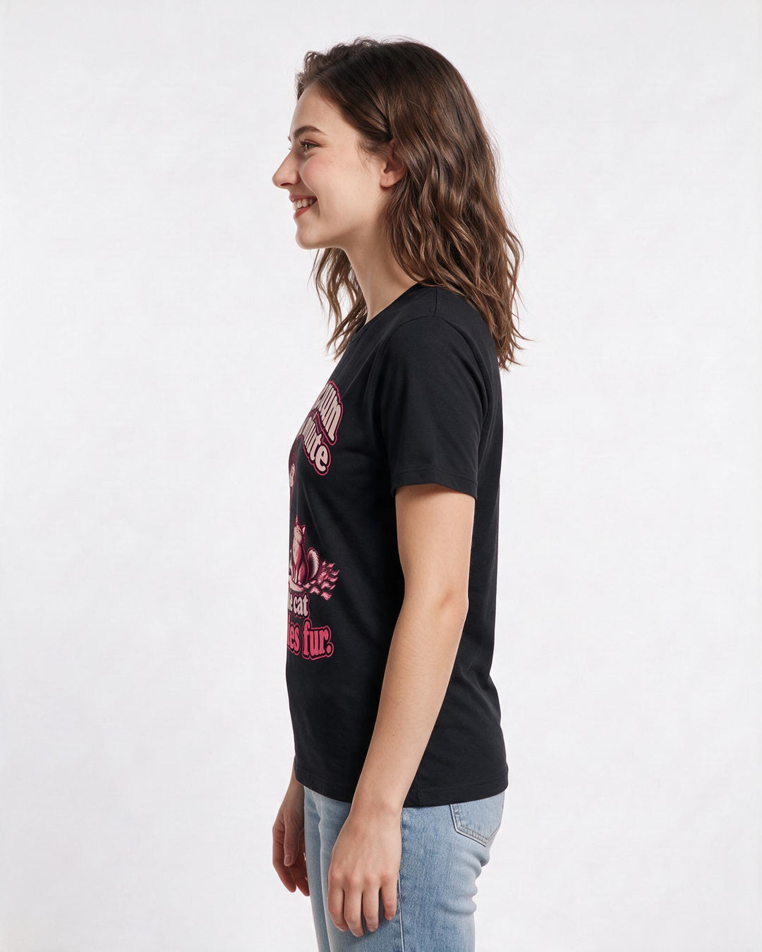 Cat Lover Black T-Shirt for Women – Everyday Expression Graphic Tee product image 2