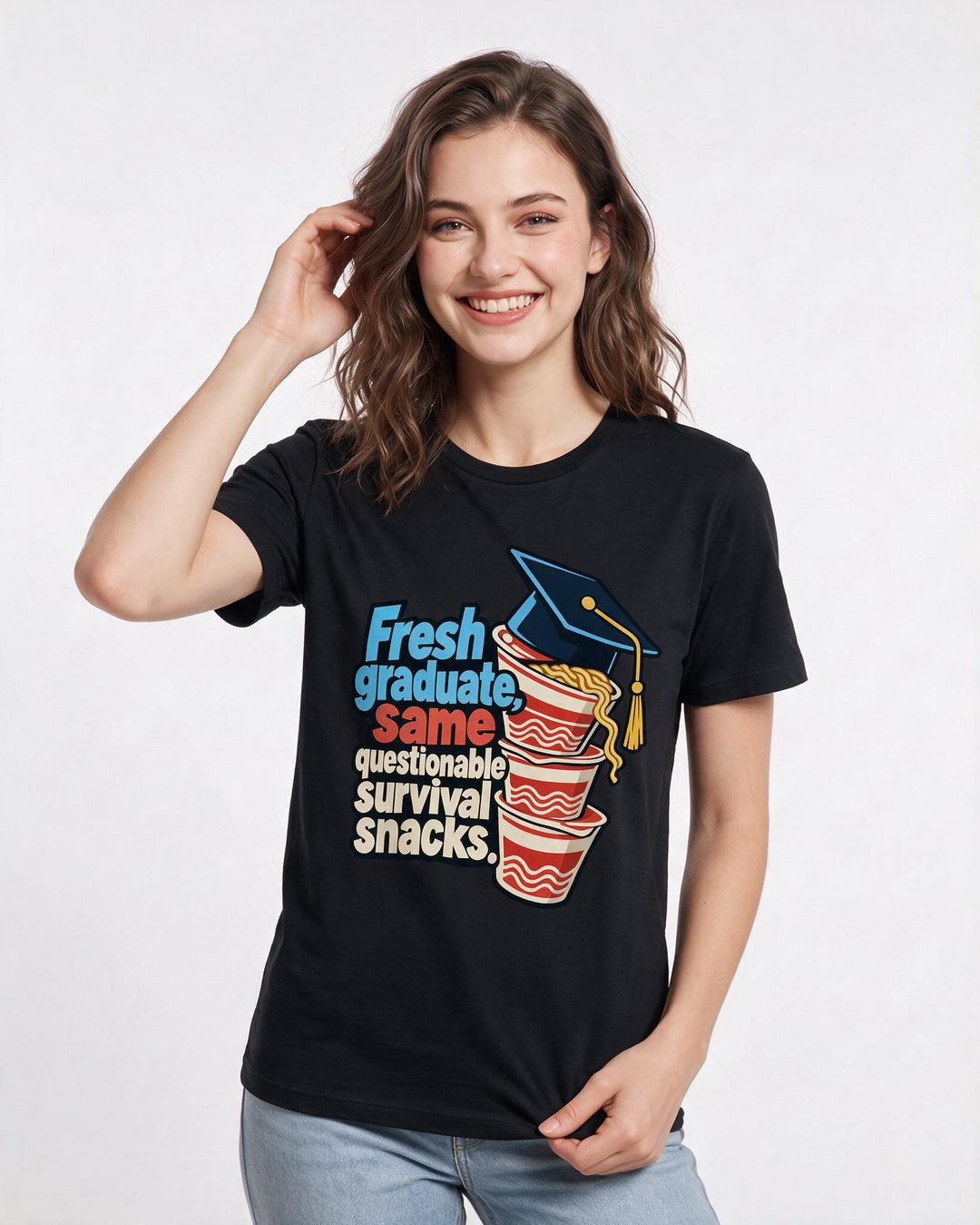 Graduation Black T-Shirt for Women – Everyday Expression Graphic Tee product image 1