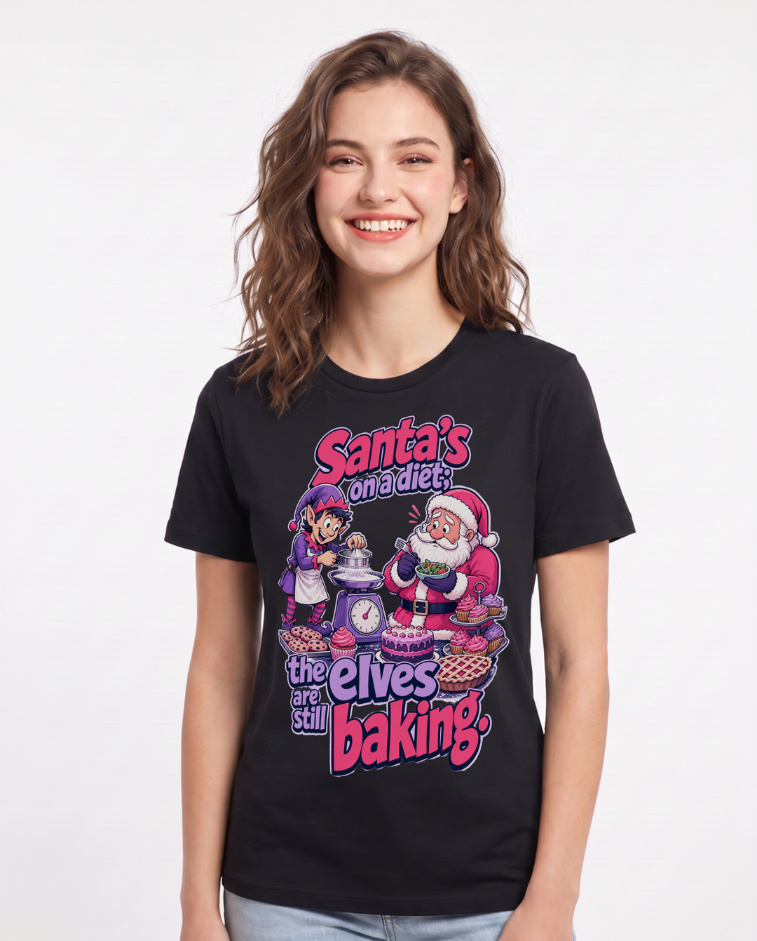 Christmas Black T-Shirt for Women – Holiday Theme Graphic Tee product image 1