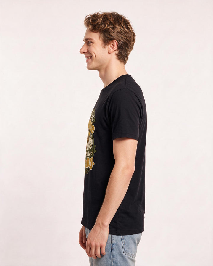 Funny Christmas Men's Black T-Shirt – The first cookie is a decorative casualty. product image 2
