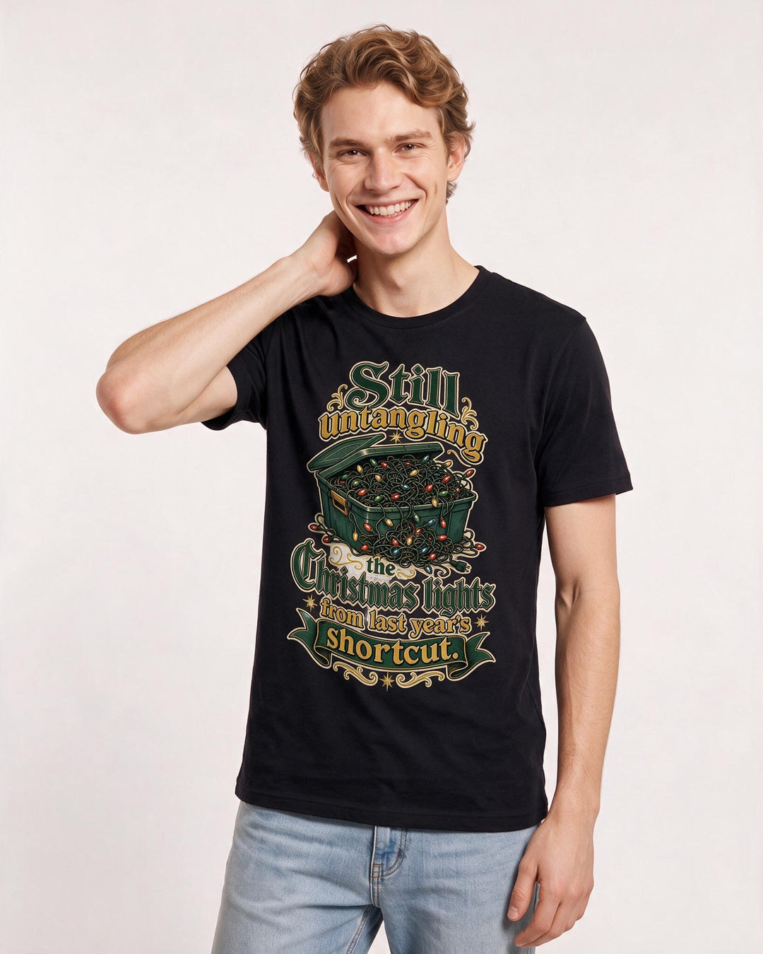 Christmas Black T-Shirt for Men – Holiday Theme Graphic Tee product image 1