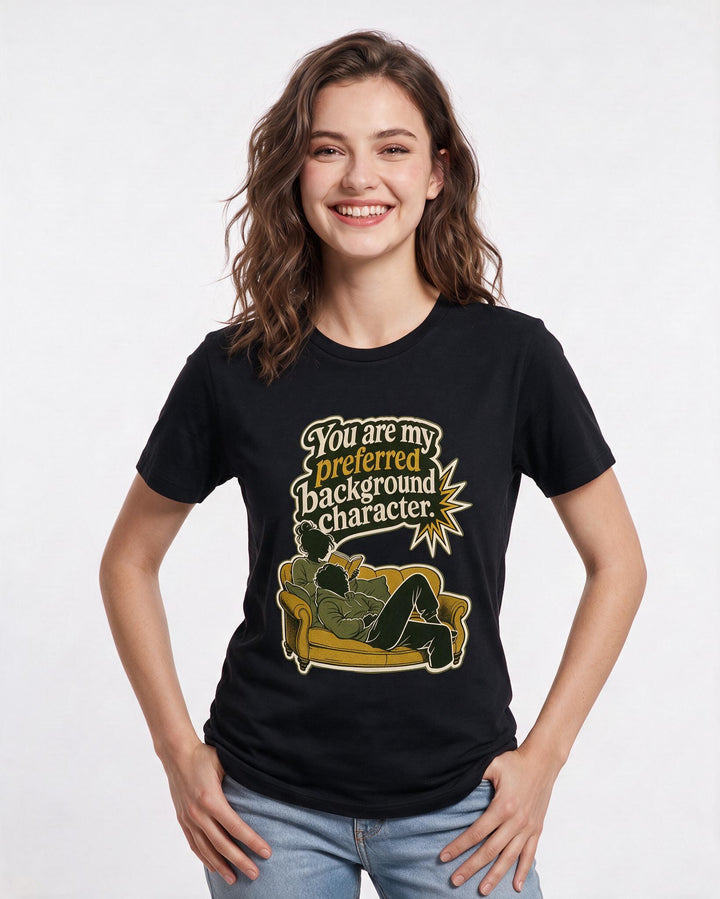 Funny Couples Women's Black T-Shirt – You are my preferred background product image 3