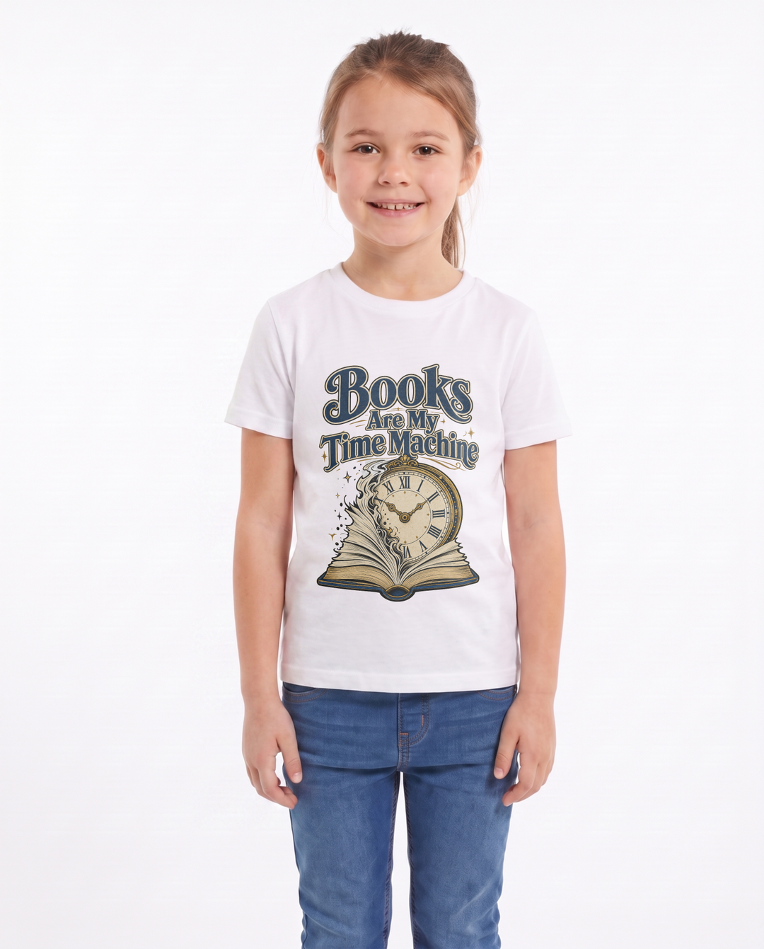 Books Are My Time Machine White T-Shirt mockup 1