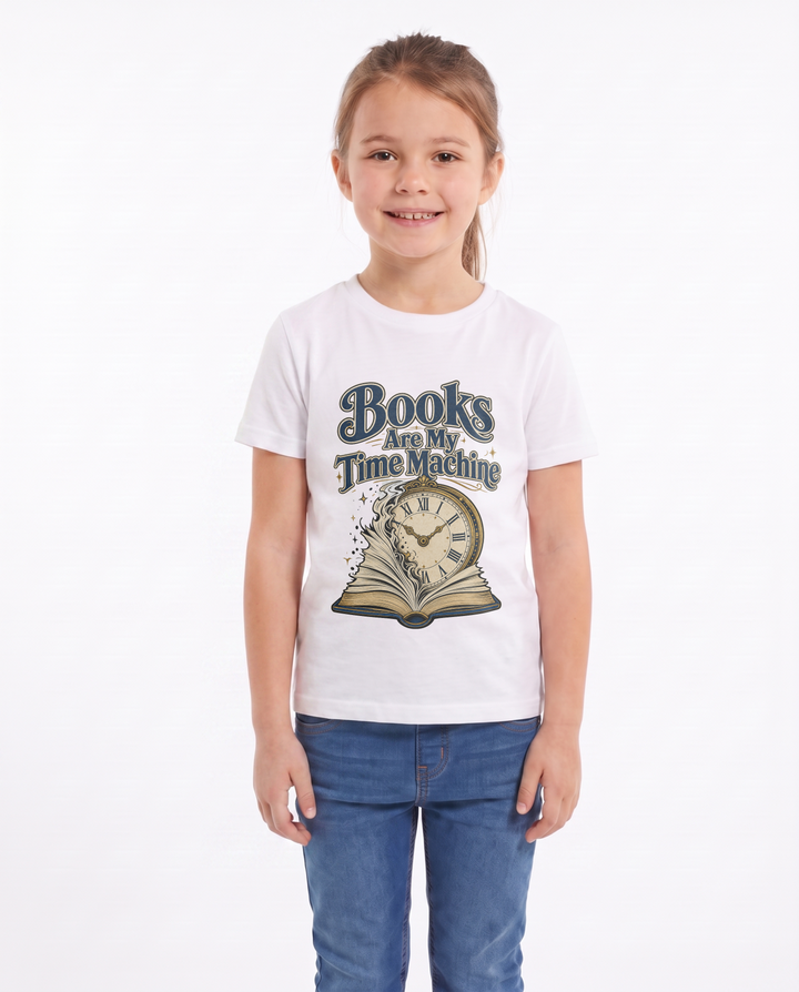 Books Are My Time Machine White T-Shirt mockup 1
