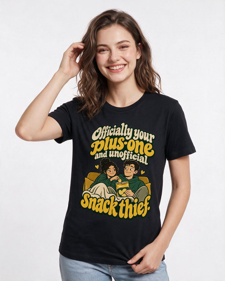 Couples Black T-Shirt for Women – Everyday Expression Graphic Tee product image 1