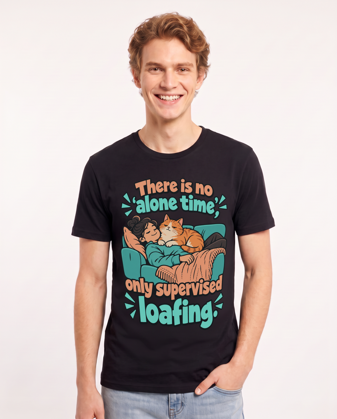 Cat Lover Black T-Shirt for Men – Everyday Expression Graphic Tee product image 3